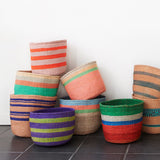 Purple and Orange/Pink Striped Basket